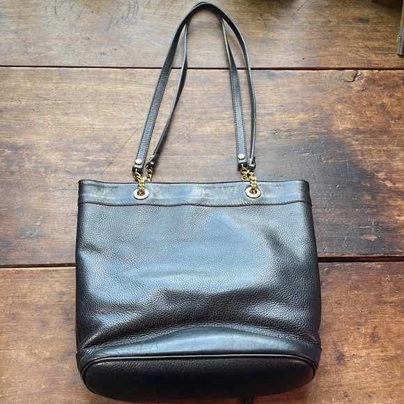 BALLY Vintage Leather Chain Strap Bucket Bag / Petite Tote, Black & Gold - Picture 8 of 17